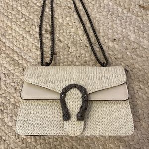 Cream structured crossbody bag
